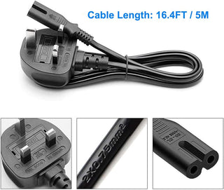 UXWEN UK 1.5M Figure 8 IEC C7 Power Lead Cord for Xbox One, Xbox S, Samsung LG Philips Toshiba Sony PS4 PS5 Sharp Panasonic LED Flat TV Printer Sky box, Sky Plus+ HD