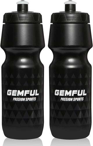 GEMFUL Bike Water Bottle BPA Free 750ml 2 Pack (Black+white)