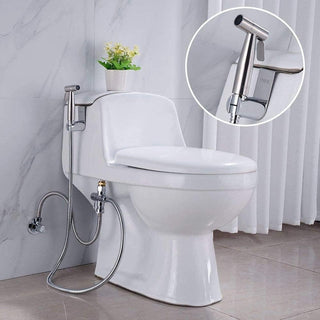 SKY-TOUCH 3 Pcs Bidet Toilet Spray Gun Set, Handheld Bidet Sprayer Shattaf with Stainless Steel Chrome Hose Toilet Water Sprayer, Silver