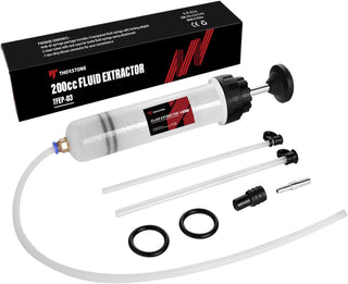 Thorstone Automotive Fluid Extractor Pump, Oil Change Syringe with Hose, Manual Fuel Suction & Filler, Fluid Oil Change Evacuator (7 Oz./0.21 Qt./200 CC)