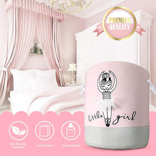 Storage Bin，Cotton Collapsible Pink Organizer Basket for Girls Laundry Hamper,Toy Bins,Gift Baskets, Laundry Hamper,Bedroom, Clothes,Baby Nursery(Pink)