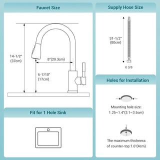 DAYONE Waterfall Kitchen Sink Tap with Pull Out Sprayer, Matte Black Kitchen Faucet Raindance 3 Modes, Modern Stainless Steel 1 Hole Sink Mixer, 360° Swivel & Single Handle, DAY-CR2546