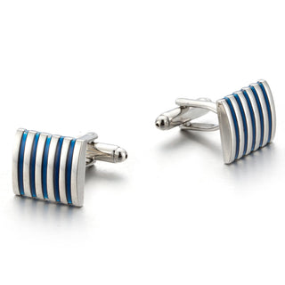 French Shirt Cufflinks Business Blue Stripes