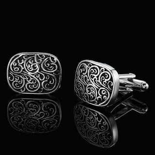 Men's Shirt French Cufflinks High Quality Enamel Vintage Pattern Laser Metal Cube Cufflinks