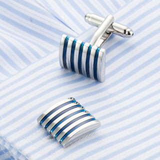 French Shirt Cufflinks Business Blue Stripes