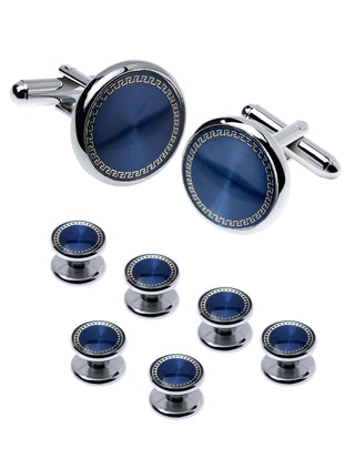 Men's Cufflinks French Shirt Round Drip Shell Cufflinks Cufflink Combo 8 Piece Set