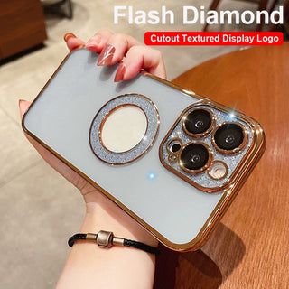IPHONE Electroplating Soft Diamond Ring Phone Case Drill Leakage Standard Mobile Phone Case Lens Film