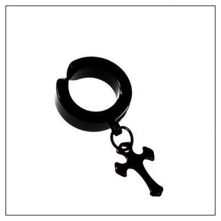 Tassel Black Earrings Without Pierced Cross Wolf Men And Women Tide Earrings