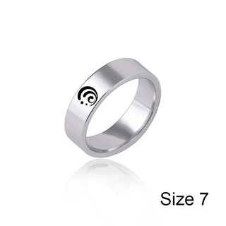 Genshin Impact Stainless Steel Ring Eye Of God Ice Fire Wind Water Grass Thunder Element Rings For Women Men