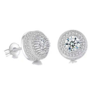 Round Full Zircon Hip Hop Personality Earrings Men And Women Trendy Diy Earrings