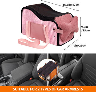 Amoilly Dog Car Seat For Small Dog, Center Console Puppy Car Seat, Pet Booster Seat For Car, Dirt-Proof Portable Pet Carrier For Outdoor, With Straps And Cooler Mat (Karamell)