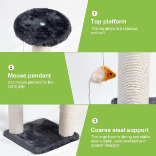 SKY-TOUCH Cat Tree Tower｜Durable Cat Condo with Sisal Scratching Posts｜Cozy Cat House,｜Ladder & Resting Platforms for Indoor Use | Assembly accessories｜120×49×39cm,Gray
