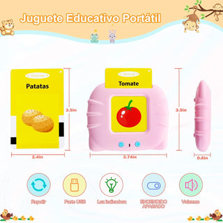 Talking Flash Cards Learning Toys for Toddlers 1-6 Year Old,British English, 224 Words, Audible Educational Toys, Preschool Learning Resource Electronic Interactive Toy Birthday Gifts for Kids-Pink