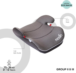 MOON Kido Baby/Kids Lightweight Travel Booster Car Seat Group 3 Universal Fix Extra Large Backless Belt Positioning Suitable From Years To 12 15-36 Kg,Black