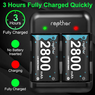 Rapthor 2800mAh Rechargeable Battery Pack for Xbox One/Series Controller, High Power Battery Pack with Fast Charger for Xbox One/Xbox Series X|S/Xbox One S|X (4 Battery Packs+1 Charger)