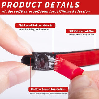 Beynant 19.7Feet Door Weather Stripping Door Seal Strip,Self-Adhesive Rubber Door Insulation Weather Strip for Window and Door Soundproofing D Shape,Weatherstripping for Door Frame Gap Blocker(Black)