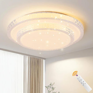 Aiwewin LED Ceiling Light 48W,3 Colors Dimmable LED Flush Mount Lighting Fixture with Remote,Crystal Edge Round Ceiling Lamp for Living Room Bedroom Hallway