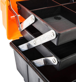 Torin 17-Inch Plastic Tool Box,3-Tiers Multi-Function Storage Portable Toolbox Organizer, Black/Orange ATRJH-3430T