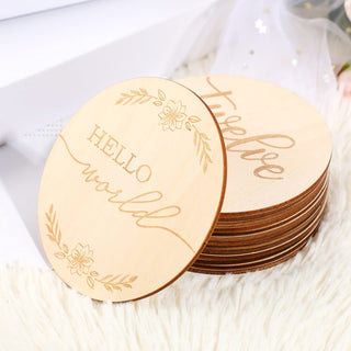 Toyvian 14 Piece Wooden Baby Monthly Milestone Photo Cards, Baby Announcement Cards, Baby Milestone Discs for Newborn Baby Shower Gifts