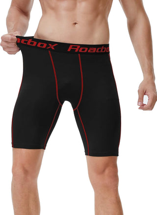 Roadbox Compression Shorts for Men 3 Pack Cool Dry Athletic Workout Underwear Running Gym Spandex Baselayer Boxer Briefs