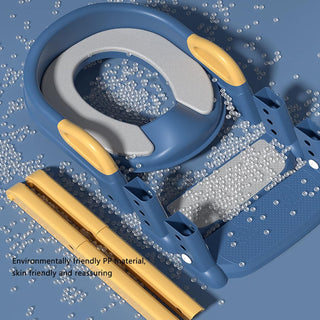 Height Adjustable Foldable Training Seat with Step Stool, Splash Guard Toilet Seat Trainer Used In Most Toilets, Children's Ladder Potty Chair Sturdy 80Kg Suitable for Children Aged (GREY)