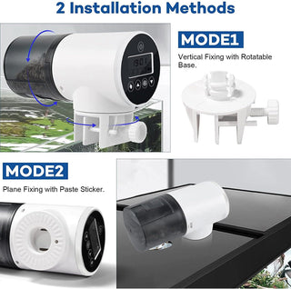 Gluckluz Automatic Fish Feeder Electric Auto Fish Food Feeder 360°Rotatable Moisture-Proof Timer Dispenser for Aquarium or Small Fish Turtle Tank, Auto Feeding on Vacation or Holidays