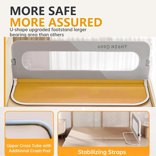 U-HOOME Bed Rails for Toddlers-Foldable Baby Bed Rails Guard,Kids'Bed Rails Guards,Safety Bed Fence Protector Rail,Adjustable Heights&Swing Down Bed Guard Rail for Queen King Twin Bunk (1.5m-pink)