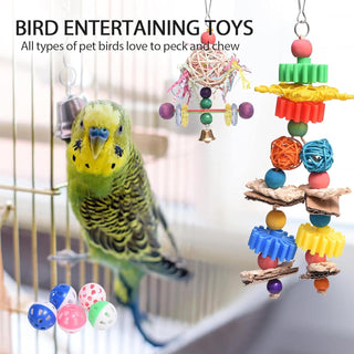 9 Pack Bird Swing Toys, Bird Chewing Hanging Toys,Swing Climbing Ladders,Wooden Perch Birds Cage Toys for Small Parrots, Parakeets, Cockatiel, Conures, Finches, Budgie, Macaws, Love Birds Natural Wood