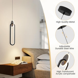 YT YATAI LIGHTING Modern LED Pendant Light for Bedroom and Living Room, Small Single Mini Bedside Pendant Stylish Adjustable Height and 3 Color Temperature