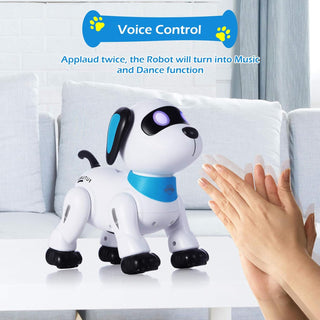 yiman Remote Control Robot Dog Toy, Programmable Interactive & Smart Dancing Robots for Kids 5 and up, RC Stunt Toy Dog with Sound LED Eyes, Electronic Pets Toys Robotic Dogs for Kids Gifts