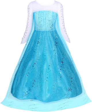 WonderBabe Girls Snow Queen Costume Kids Princess Coronation Dress Up Halloween Birthday Party Cosplay Outfit with Accessory Set 1-12 Years