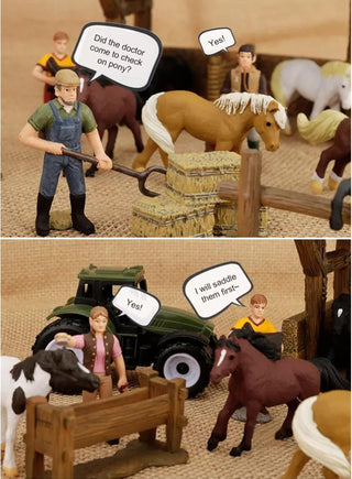 AM ANNA Horse Stable Playset Toys for Boys Girls Age 4-7,17 Pcs Cowboy Toy Spirit Toy Playset with Horses Figures Stall Tractor,Farm Animals Farmhouse Toys Farmer Vehicle (17 PCS Horse Stable Playset)