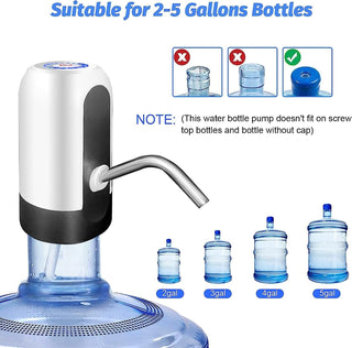 SKY-TOUCH 5 Gallon Water Bottle Pump, USB Charging Portable Electric Water Pump for for for 2-5 Gallon Jugs USB Charging Portable Water Dispenser for Office, Home, Camping, Kitchen and etc,Black
