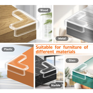 Gudui ‎SHOWAY Corner Guards (12 Pack) Clear Protectors | High Resistant Adhesive Gel Best Baby Proof Stop Child Head Injuries Tables, Furniture & Sharp Corners Proofing (L-Shaped).