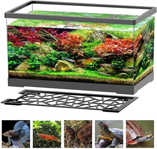Fish Aquarium Tank Ultra Clear Fish Bowls Turtle Tank Tortoise Aquarium Reptile Habitat Terrariums Fishbowl Terrapin Tank with Cover, Betta Goldfish Tank for Crayfish Shrimp Small Amphibious Creatures