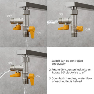 Tecmolog Brass Water Diverter 3 Way Shower Diverter Valve T Adapter Shower Head Shut-Off Valve for Showerhead and Shower Arm, DSF009