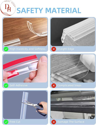 DEAL HUNT Child Proof Edge and Corner Protector Kit -Soft Silicone Bumper Strip with 4 Round & 4 L-Shaped Corner Guards - Baby Safety Corner Guards for Table Protection