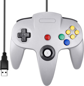 SAFFUN Classic N64 Controller, iNNEXT N64 Wired USB PC Game pad Joystick, N64 Bit USB Wired Game stick Joy pad Controller for Windows PC MAC Linux Raspberry Pi 3 Sega Genesis Higan (Grey)