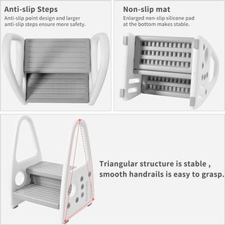 McMola 2 Step Stool for Toddlers Non Slip Sturdy Double Step Up For Kids Safe Toddler Loo Potty Toilet Training in The Bathroom Kitchen and Home