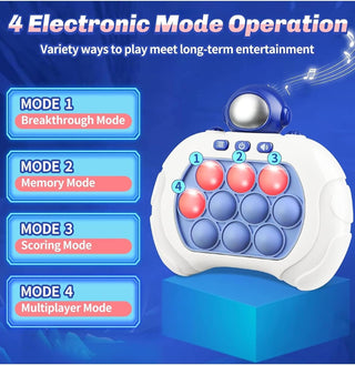 Reva Quick Push Electronic Pop Light Up Games | Decompression Puzzle Machine | Sensory Push Pop Bubble Toy | Interactive Button Toy for Kids | Perfect Birthday Gift for Boys and Girls (Blue Astronaut)
