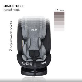 MOON Rover Car Seat – Baby Travel Gear Group 0-1-2-3 360 Degree Carrier w/Isofix 0-12yr Safety Products Rear & Forward Convertible Accessories - Grey