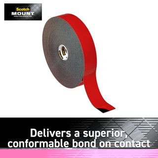 Scotch Mount Extreme Strong Tape 1 in x 60 in roll (25.4mm x 1.52m), 1 roll/pack | Holds 13.6kg whole role | Black color | Maximum strength| indoor and Outdoor | No Tools | Double Sided Adhesive Tape