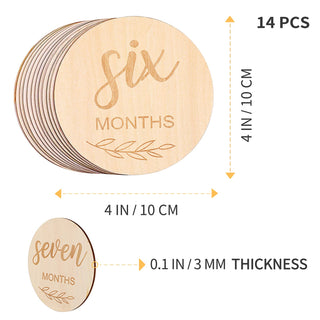 Toyvian 14 Piece Wooden Baby Monthly Milestone Photo Cards, Baby Announcement Cards, Baby Milestone Discs for Newborn Baby Shower Gifts