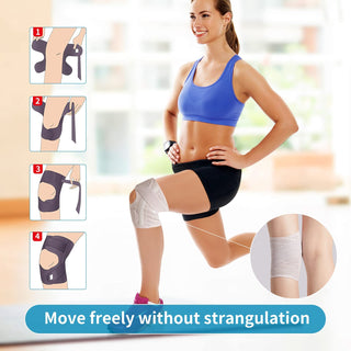 FDTY Knee Brace with Side Stabilizers Relieve Meniscal Tear Knee Arthritis, Breathable Adjustable Knee Support Suitable for Men and Women with Sports Injuries (Medium, White (Left))