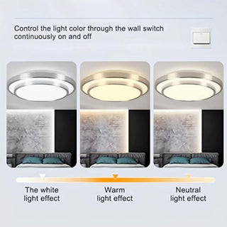 HUA QIANG WANG LED Flush Mount Ceiling Light,60W 3-Color Changeable Ceiling Lamp,Round Modern Ceiling Lighting Fixture for Living Room Dining Room Bedroom Kitchen Island(40cm)