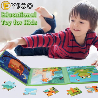 EYSOO Magnetic Jigsaw Puzzles 3 Pack Jigsaw Puzzle Books Magnetic Puzzles for Kids 12+16+20 PCS Jigsaw Puzzles for Toddler Portable Travel Magnetic Puzzle Toy for 3+ Kids Boys Girls (Level 2-A)