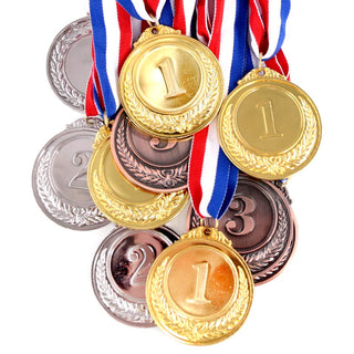 Swpeet Metal Gold Silver Bronze Award Medals with Ribbon, Olympic Style Winner Medals for Kids Children's Events, Classrooms, Office Games and Sports - 1st 2nd 3rd Place