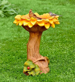 TOMVAES Bird Bath Bowl for Home Garden Wild Bird Food Storage Multi-Purpose Bird Tray Outdoors Standing Handmade Resin Wild Bird Feeders Tree-shaped Butterfly Feeder Fountain with Pedestal