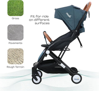 MOON Ritzi Light Weight Travel Cabin Stroller/Pushchair for Baby/Kids/Toddler from 0 Months+ Upto 15 kg, Black/Blue Dots