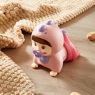 ECVV Baby Crawling Musical Toy Dinosaur Shape Sounds & Light Crawling Toys Tummy Time Learning Educational Toy for Toddlers (Pink)